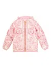 Versace Kids All-over Printed Zip-up Hooded Jacket In Pink