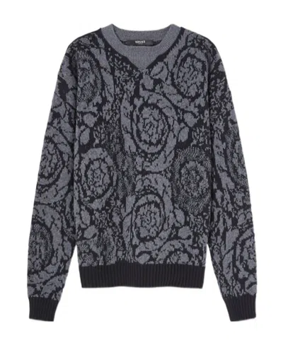 VERSACE VERSACE BAROCCO-INTARSIA CREWNECK JUMPER