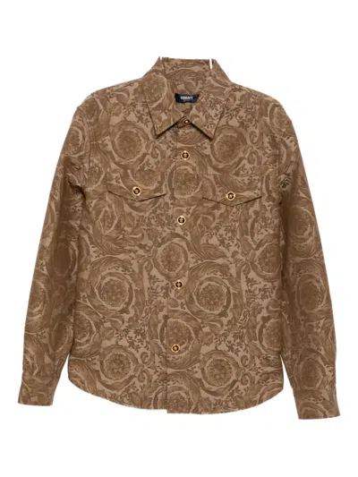 Versace Barocco Jacket In Brown