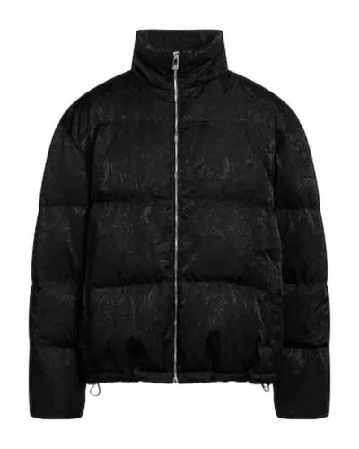 Pre-owned Versace Barocco Jacquard Black Goose Down Puffer Hooded Jacket Xxl/ 54 Nwt$2,425