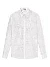 Versace Barocco-jacquard Button-up Shirt In White