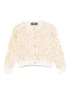 Versace Barocco Jacquard Cardigan In Neutral