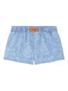 Versace Barocco Jacquard Chambray Boxer Shorts In Blue