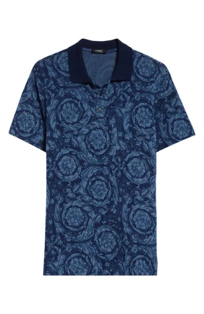 Versace Barocco Jacquard Cotton Piqué Polo