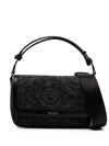 Versace Barocco-jacquard Foldover Top Crossbody Bag In Black
