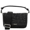 Versace Barocco-jacquard Foldover Top Crossbody Bag In Grey/black