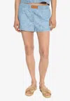 Versace Barocco Jacquard Denim Shorts In Blue