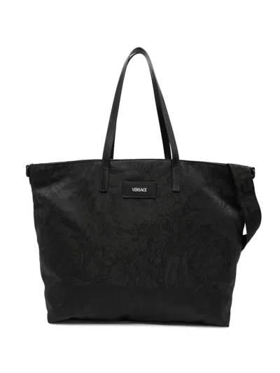 Versace Barocco Jacquard Changing Bag In Black
