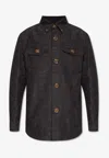 Versace Men's Tonal Barocco Jacquard Overshirt In Gray