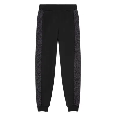 Versace Barocco Jacquard Lurex Sweatpants In Black