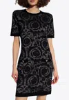 Versace Barocco-jacquard Chenille Minidress In Black