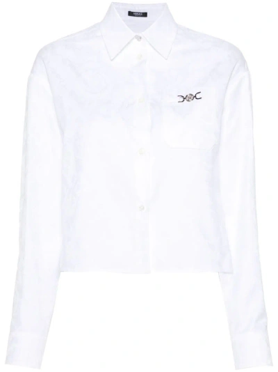 Versace Barocco Jacquard Short Shirt In White