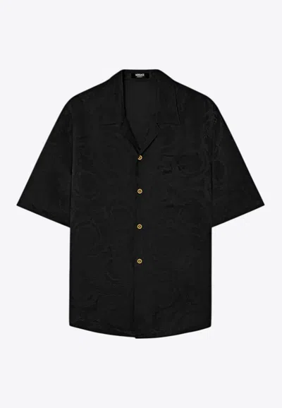 Versace Barocco Jacquard Short-sleeved T-shirt In Black