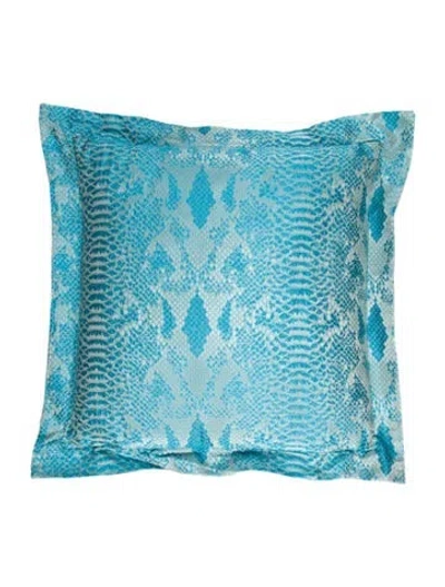 Pre-owned Versace Barocco Jacquard Silk Cushion In Blue