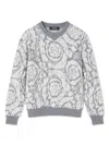 Versace Barocco-jacquard Sweater In Grau