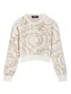 Versace Barocco-jacquard Sweater In Neutrals