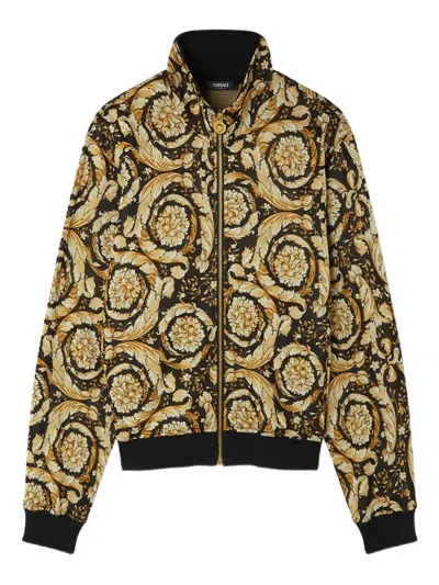 Versace Barocco Jacquard Sweatshirt In Green