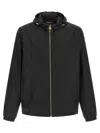 Versace Nylon Jacket With Hood And Elastic Cuffs In Black