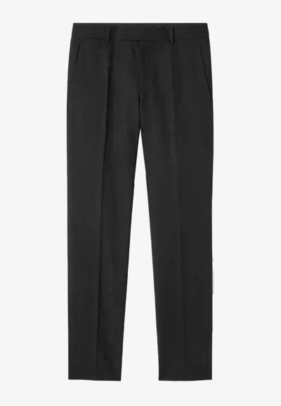 Versace Barocco Jacquard Wool Pants In Black