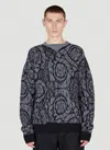 Versace Barocco Jacquard Wool Sweater In Black