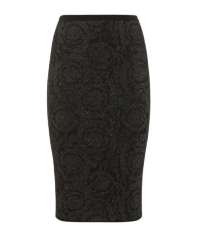Versace Barocco Knitted Medium Length Skirt
