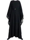 Versace Barocco Lace-trim Satin Gown In Black
