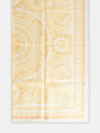 Versace 'barocco' Large Silk Scarf In Gold