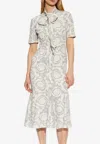 Versace Barocco Printed Crepe De Chine Dress In Gray