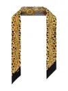 Versace Barocco Leopard-print Scarf In Yellow