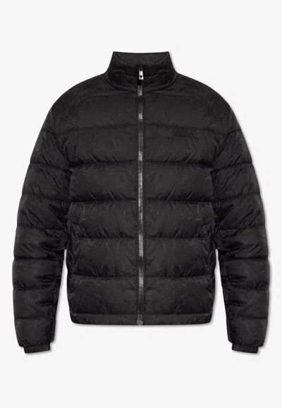 Versace Baroque-print Puffer Jacket In Black