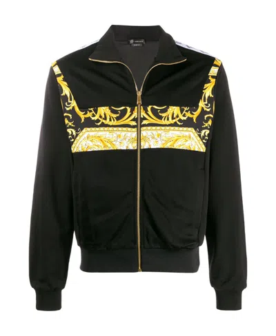Versace Barocco Logo Bomber Jacket In Black