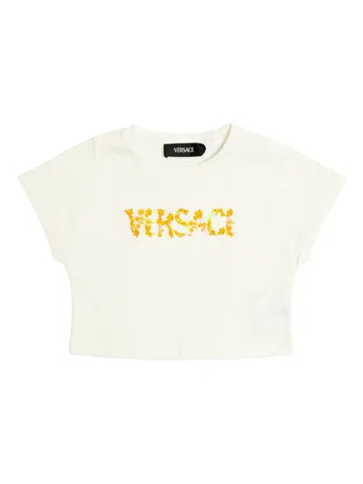 VERSACE BAROCCO-LOGO CROP T-SHIRT