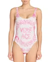 Versace Underwater Barocco One-piece Swimsuit In Pink