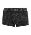 Versace Black Boxer Briefs With Barocco Print In Stretch Cotton Manb In Black