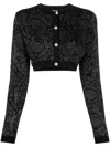 Versace Embroidered Stretch Viscose Blend Cardigan In Black