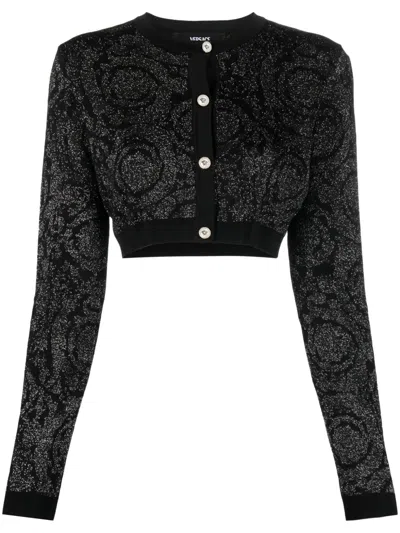 VERSACE BAROCCO LUREX CROPPED CARDIGAN