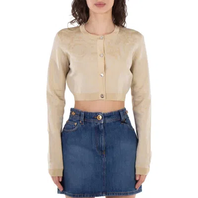 VERSACE BAROCCO LUREX CROPPED CARDIGAN