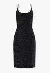 Versace Barocco Lurex Knit Midi Dress In Black