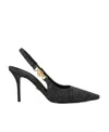 Versace Black Leather High Heel Pumps In Black