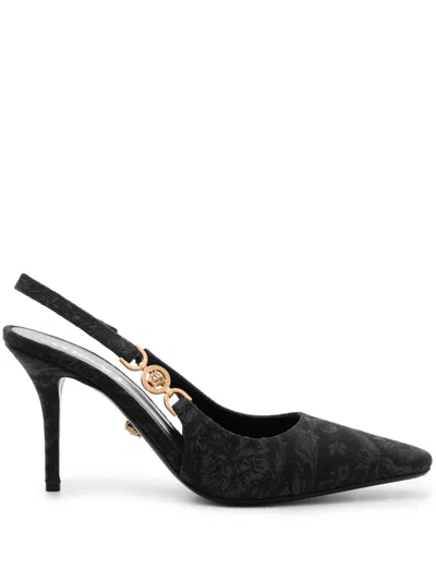 Versace Black Leather High Heel Pumps