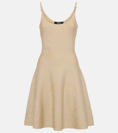 Versace Baroque Midi Dress In Neutrals