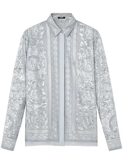 Versace Barocco Hemd Mit Motiv In Grau