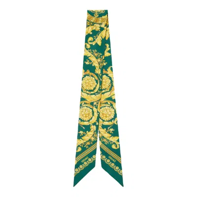 Versace Barocco Motif Tie In Green