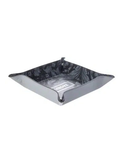 Pre-owned Versace Barocco Never Empty Pocket Tray In Black