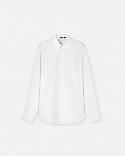 Versace Barocco-panel Cotton Shirt In White