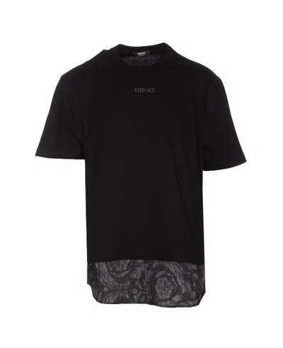 Versace Barocco Panel T-shirt In Black