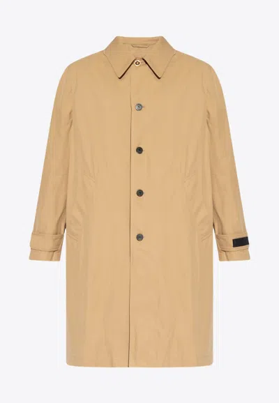 Versace Barocco Panel Trench Coat In Beige