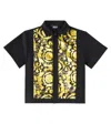 Versace Barocco-print Short-sleeve Shirt In Black