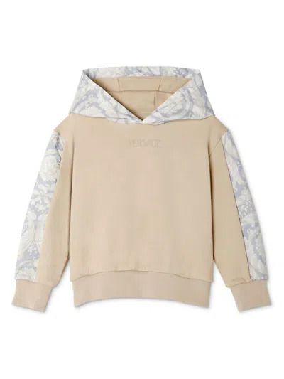 Versace Barocco Baby Paneled Hoodie In Sand Castle