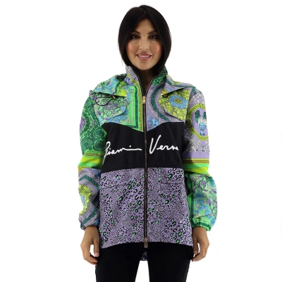 Versace Barocco Patchwork Print Hooded Jacket In Mulitcolor